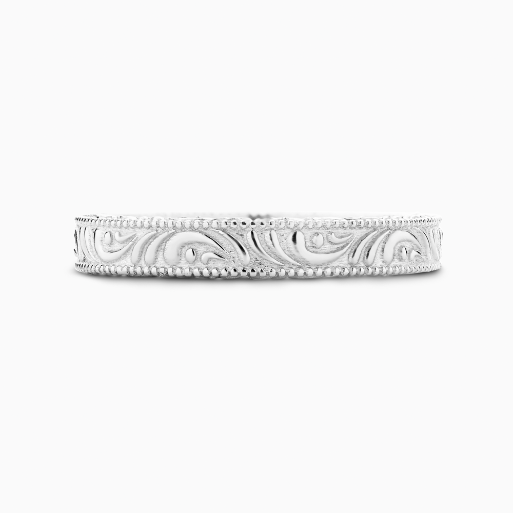 The Ecksand Vintage Wedding Ring With Milgrain Detailing shown with  in 18k White Gold