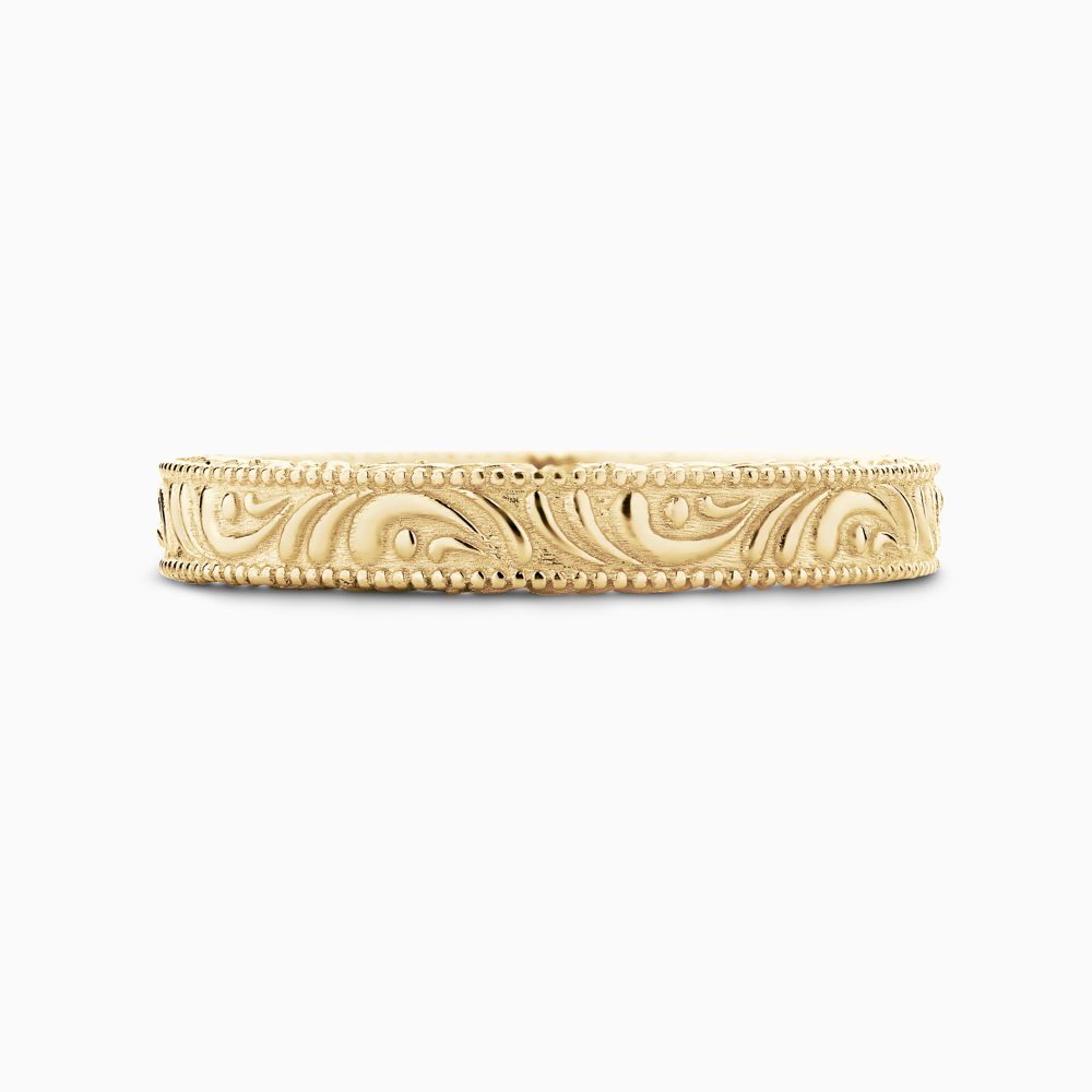 The Ecksand Vintage Wedding Ring With Milgrain Detailing shown with  in 18k Yellow Gold
