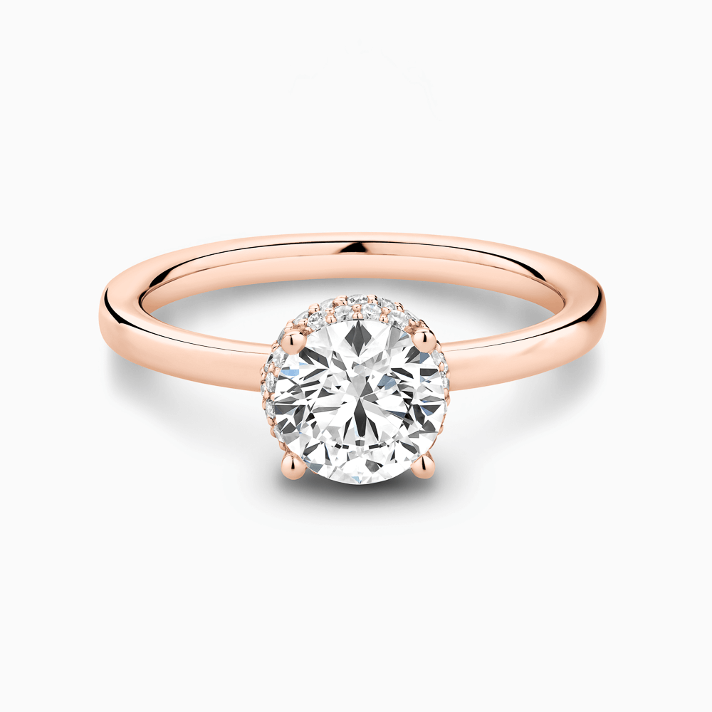The Ecksand Hidden Halo Diamond Engagement Ring shown with Round in 14k Rose Gold
