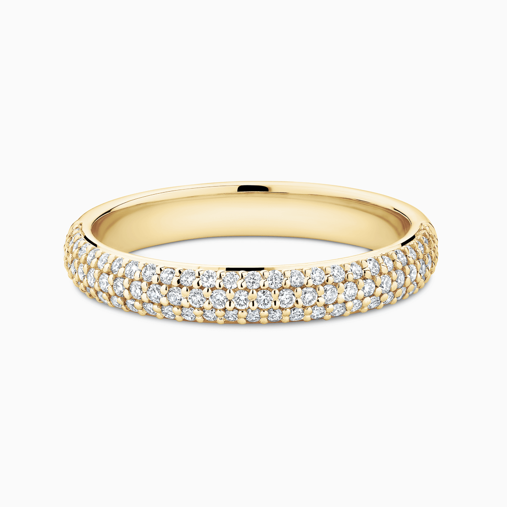 The Ecksand Micropavé Diamond Wedding Ring shown with Natural VS2+/ F+ in 18k Yellow Gold