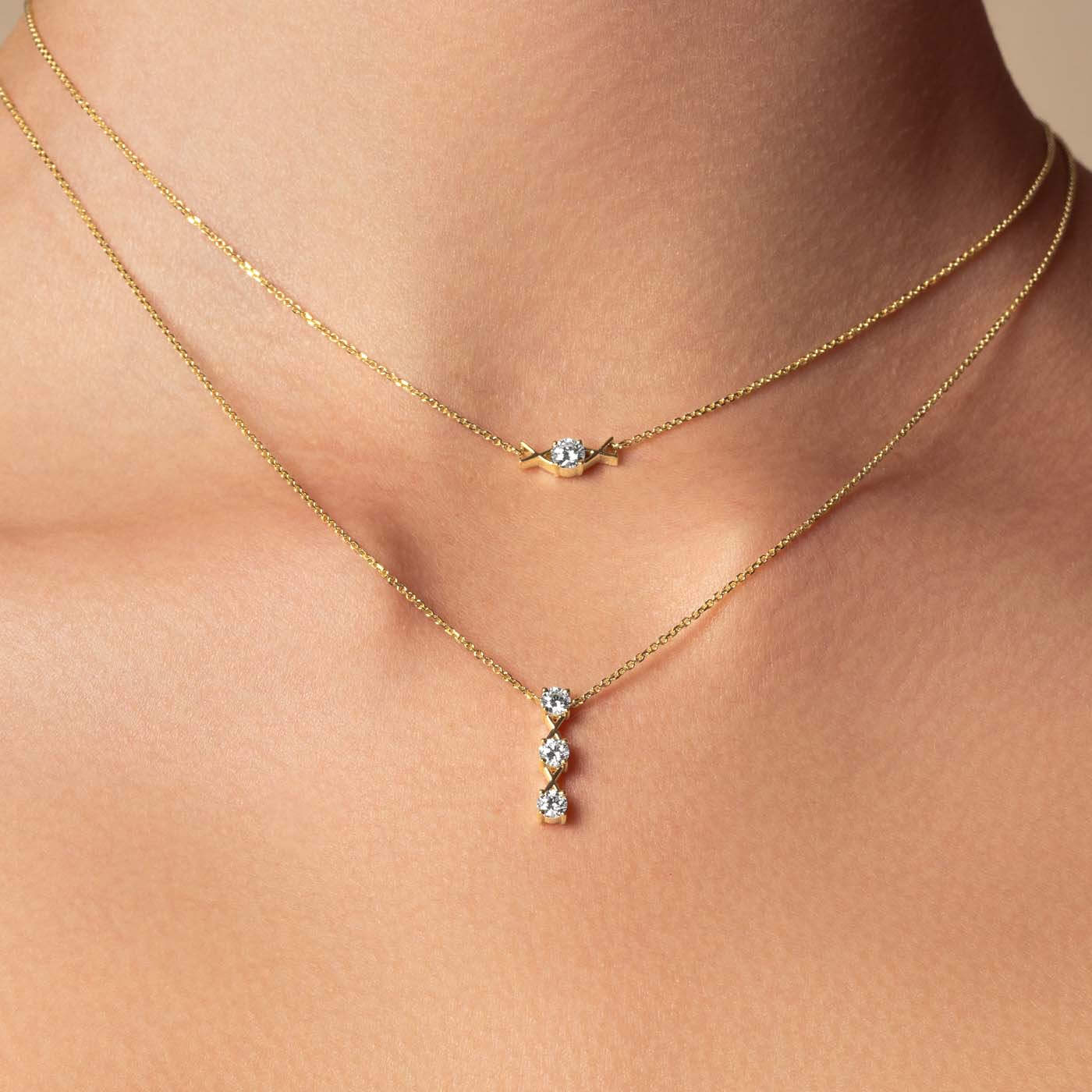 Interlocking X's Diamond Drop Necklace | Ecksand