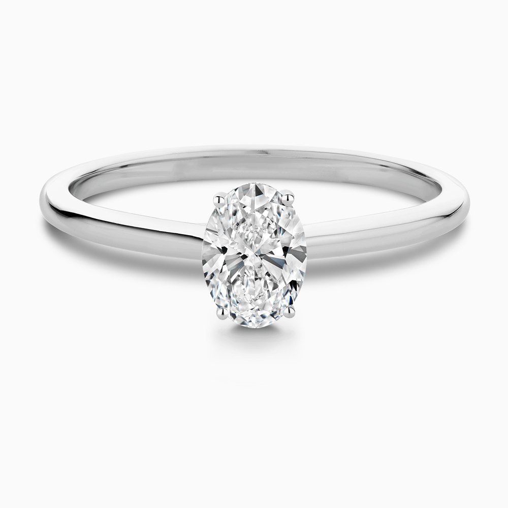The Ecksand Solitaire Diamond Engagement Ring with Hidden Diamond shown with Oval in Platinum