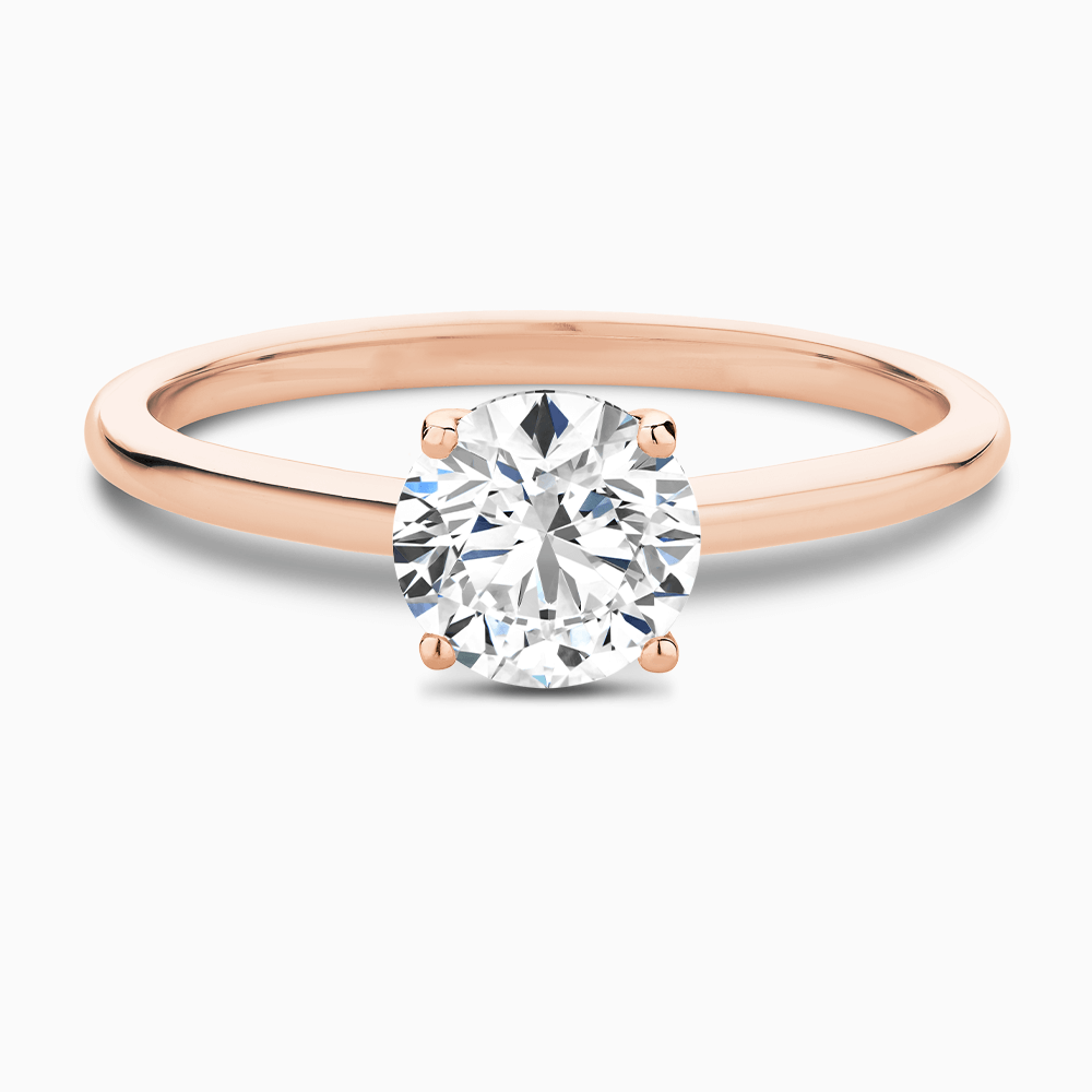 The Ecksand Solitaire Diamond Engagement Ring with Hidden Diamond shown with Round in 14k Rose Gold