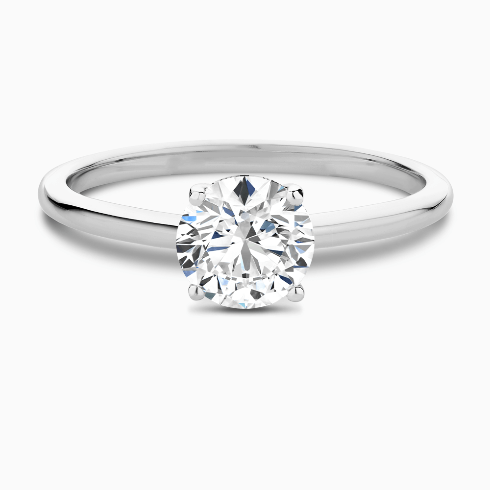 The Ecksand Solitaire Diamond Engagement Ring with Hidden Diamond shown with Round in 18k White Gold