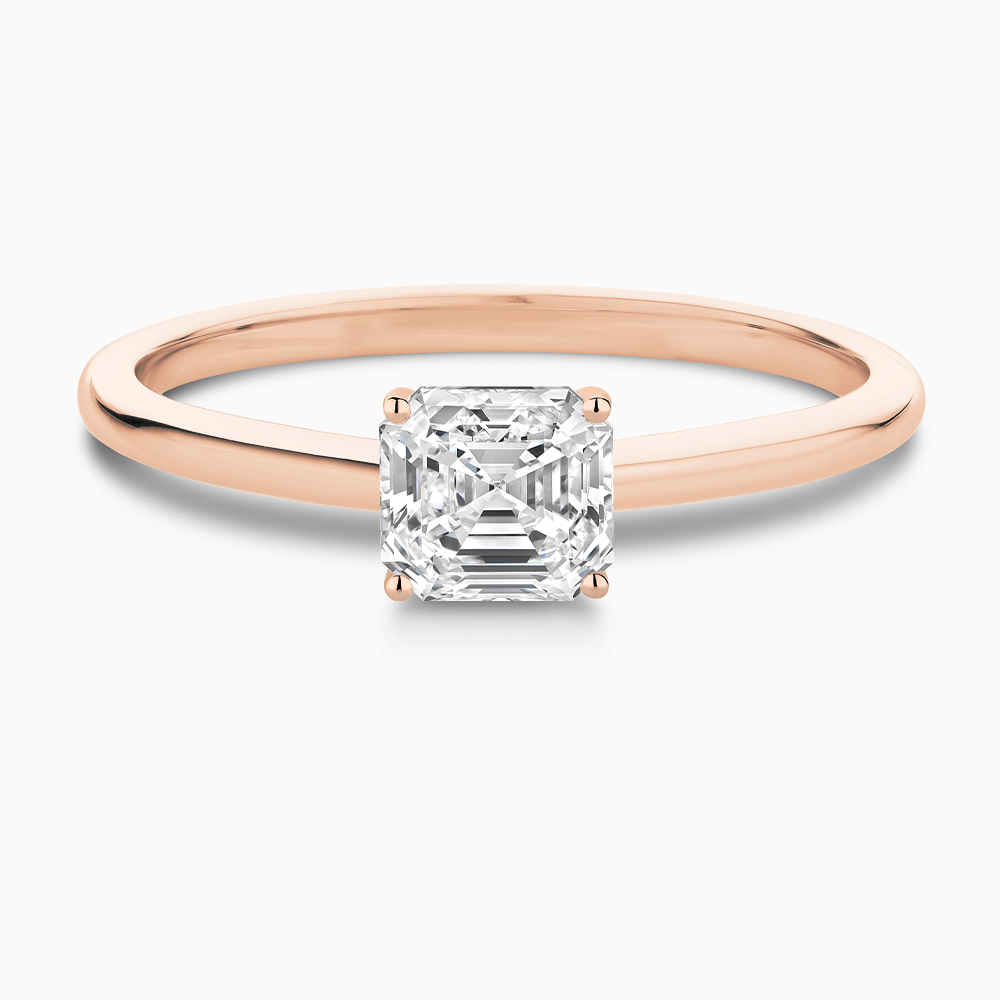 The Ecksand Solitaire Diamond Engagement Ring with Hidden Diamond shown with Asscher in 14k Rose Gold