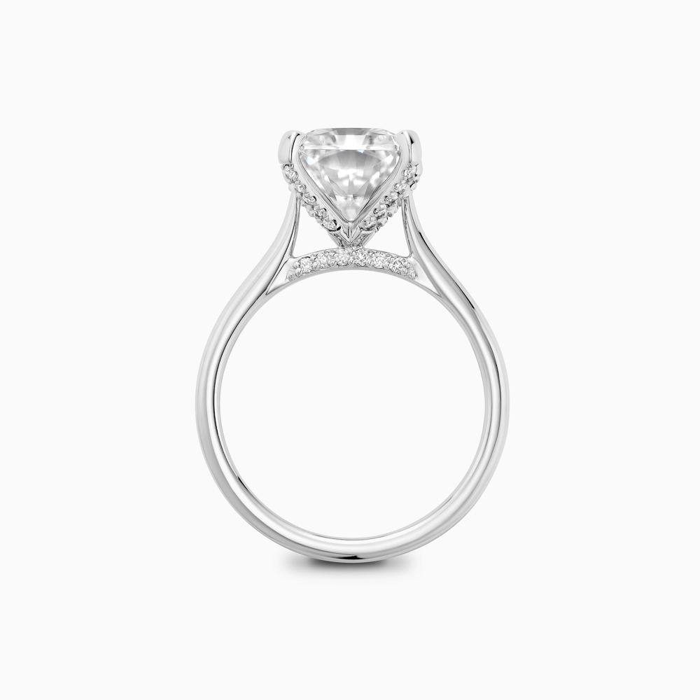 The Ecksand Iconic Diamond Engagement Ring with Diamond Bridge and Cathedral Setting shown with  in 