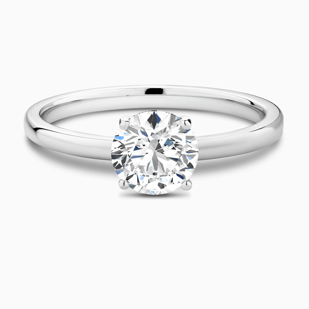 The Ecksand Solitaire Diamond Engagement Ring with Diamond Pavé Basket Setting shown with Round in Platinum