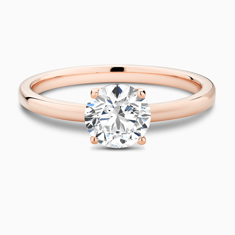 The Ecksand Solitaire Diamond Engagement Ring with Diamond Pavé Basket Setting shown with Round in 14k Rose Gold