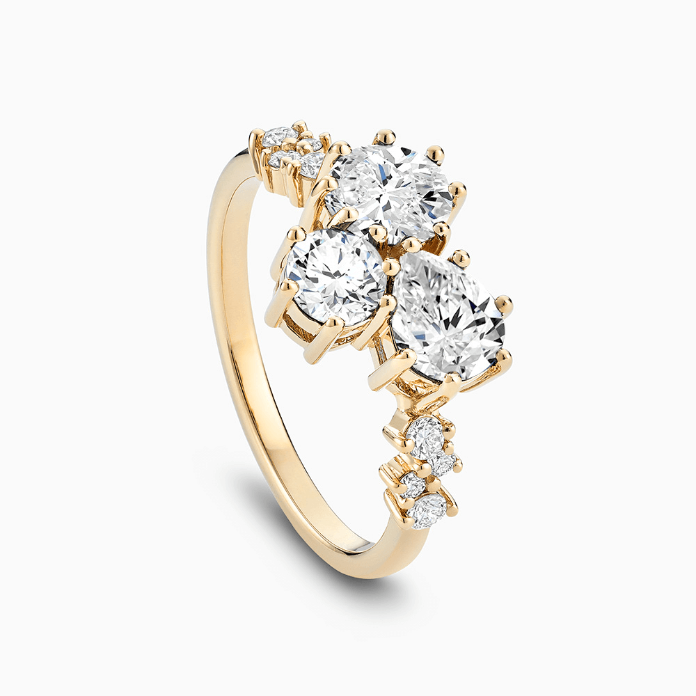 The Ecksand Diamond Cluster Engagement Ring with Side Diamonds shown with  in 