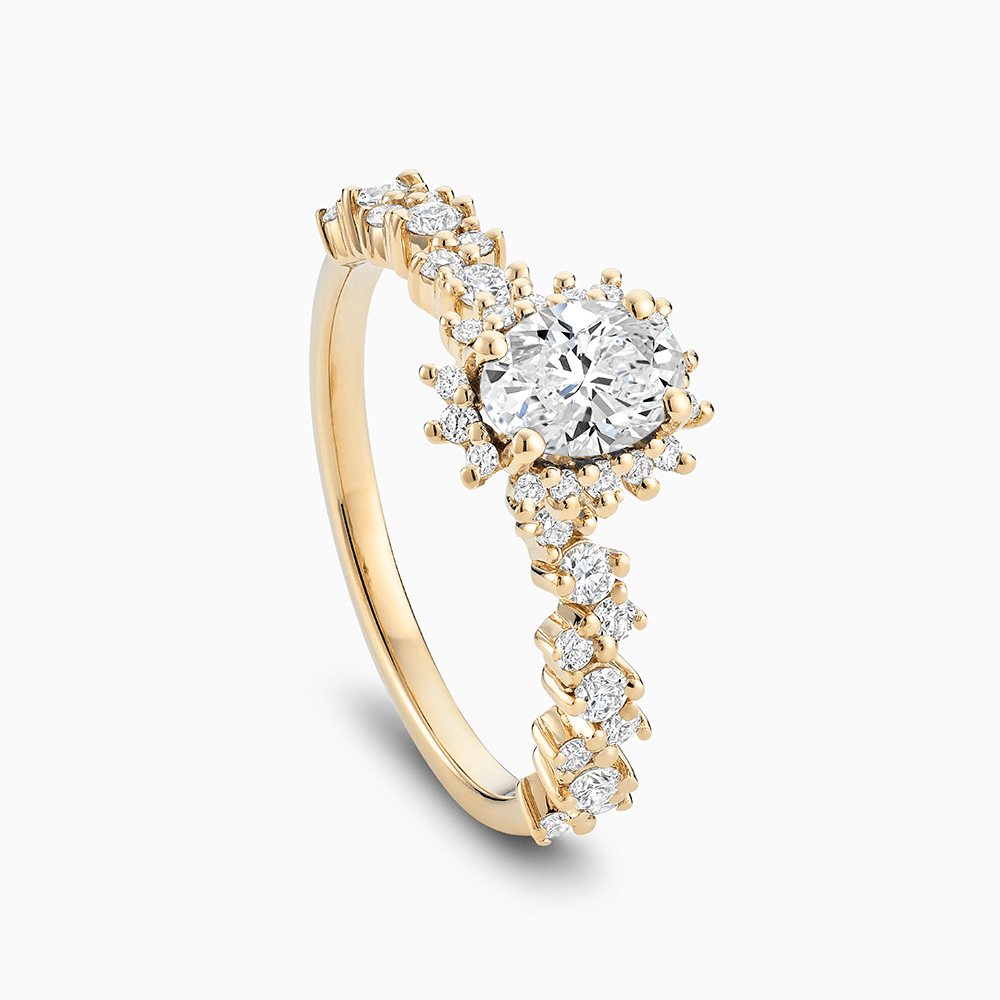 The Ecksand Diamond Halo Engagement Ring with Side Diamonds shown with  in 
