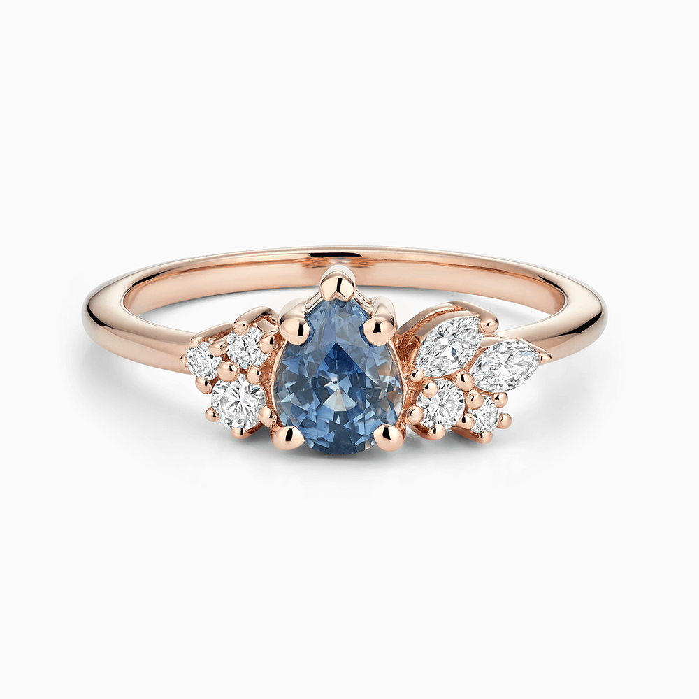 The Ecksand Blue Sapphire Engagement Ring shown with Lab-grown VS2+/ F+ in 14k Rose Gold