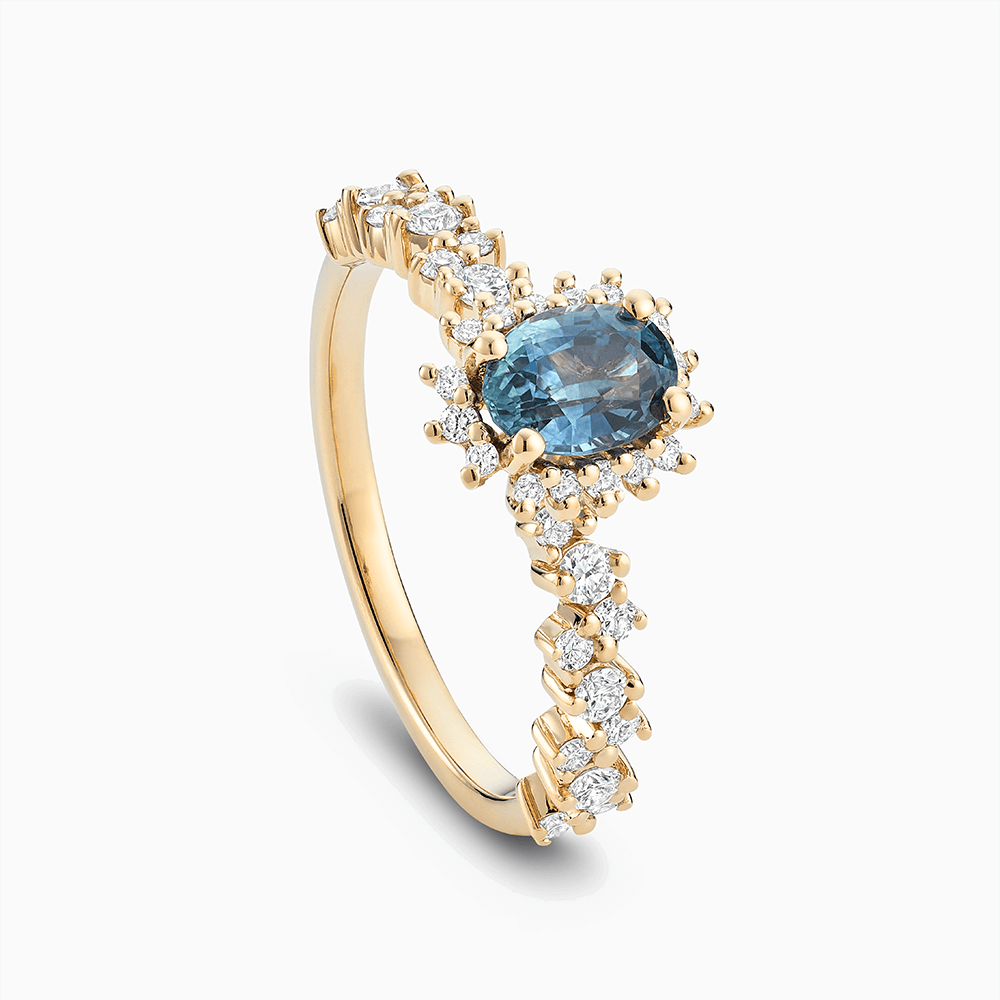 The Ecksand Blue Sapphire Engagement Ring with Side Diamonds shown with  in 