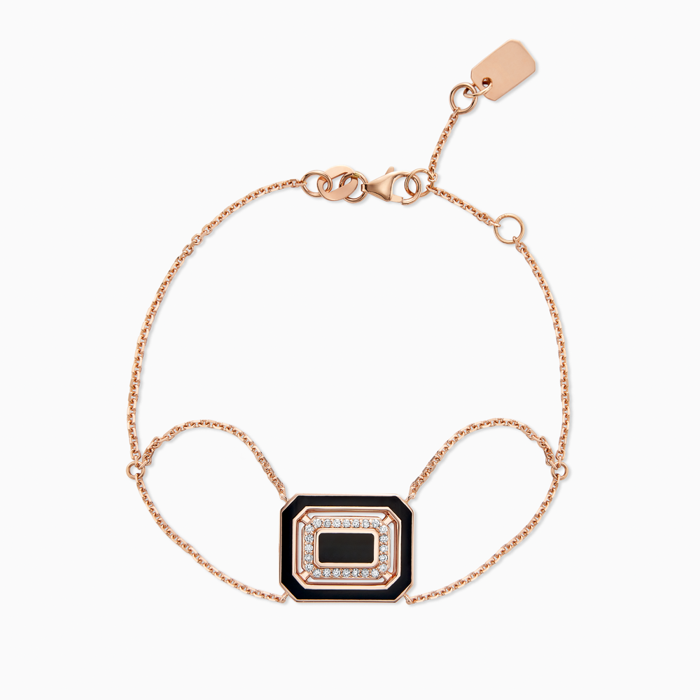 The Ecksand Geometric Black Enamel Bracelet with Diamond Pavé shown with  in 
