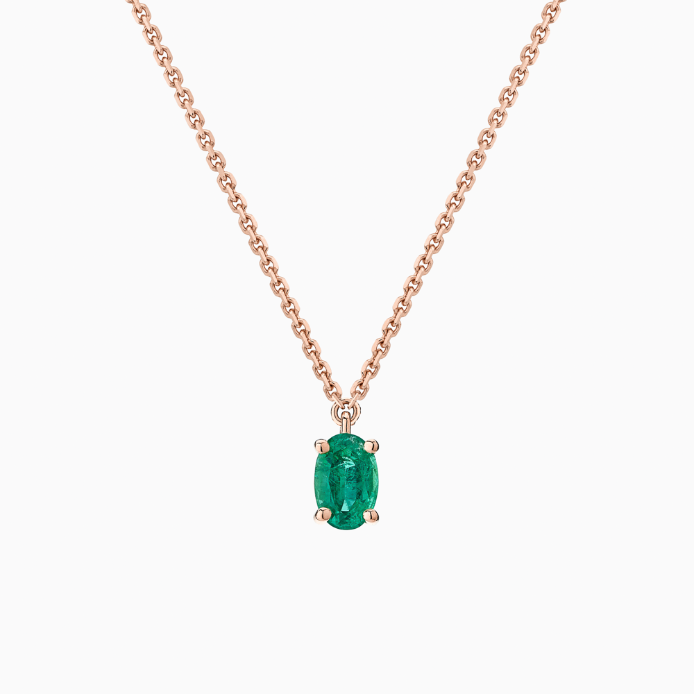 The Ecksand Oval-Cut Emerald Pendant Necklace shown with Emerald 4x3 in 14k Rose Gold