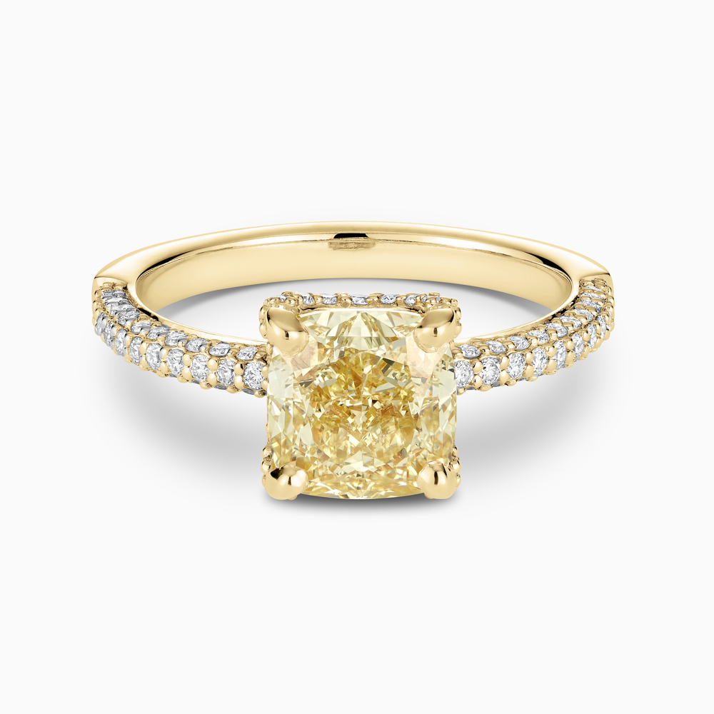 The Ecksand Yellow Diamond Engagement Ring with Micropavé Diamond Band shown with  in 18k Yellow Gold