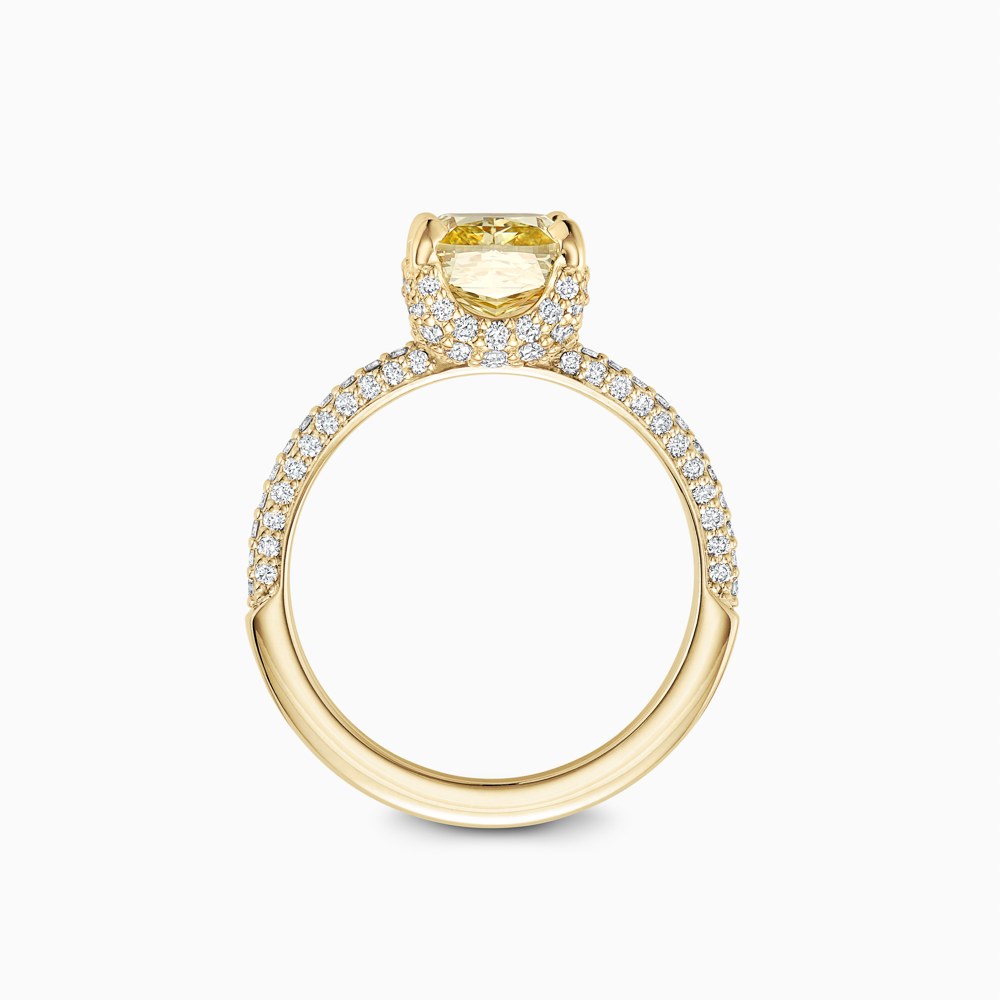 The Ecksand Yellow Diamond Engagement Ring with Micropavé Diamond Band shown with  in 