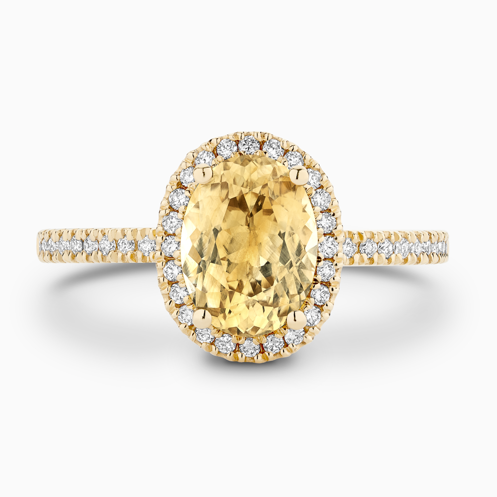 Diamond Halo Engagement Ring with Yellow Sapphire Ecksand