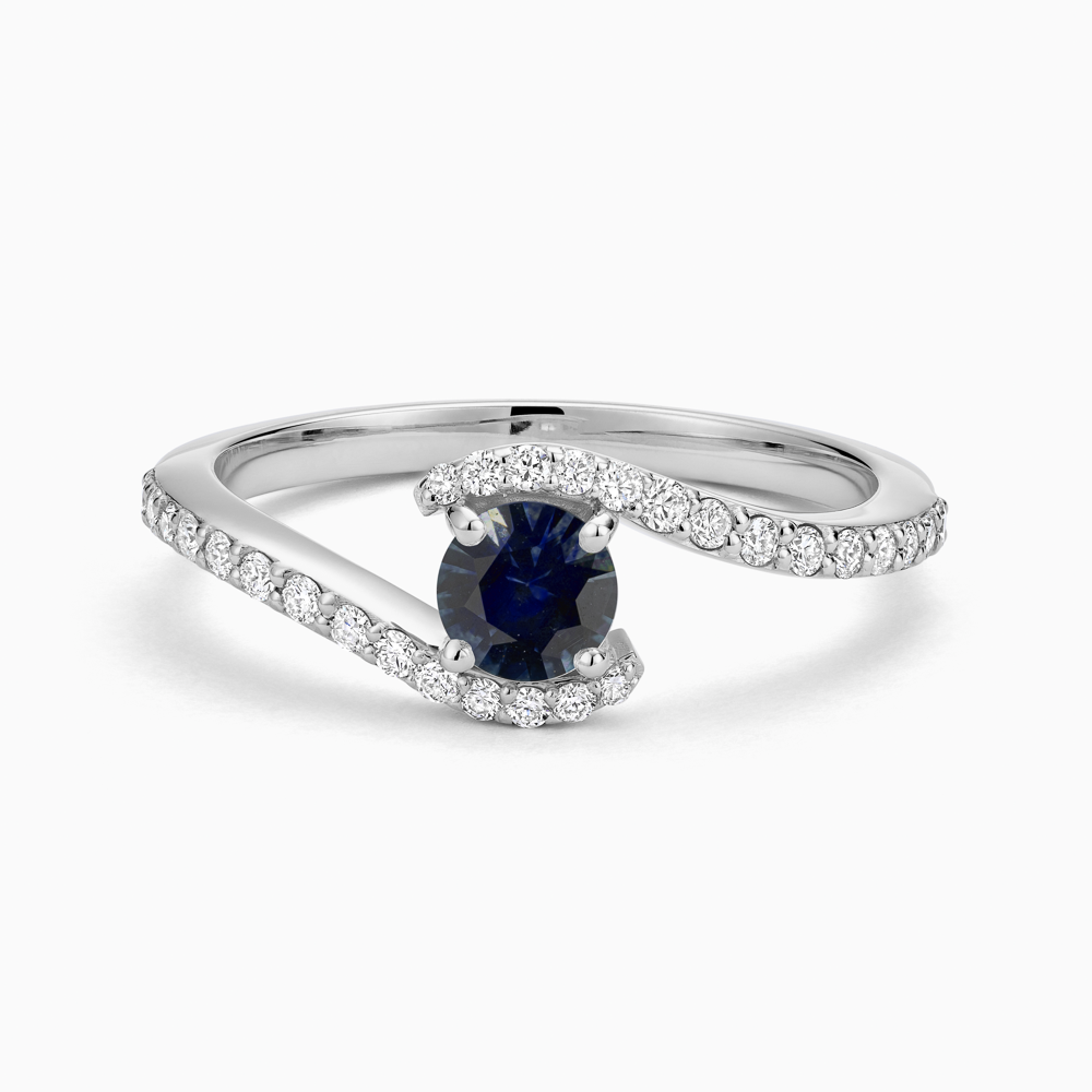 The Ecksand Diamond Pavé Engagement Ring with Floating Blue Sapphire shown with  in Platinum