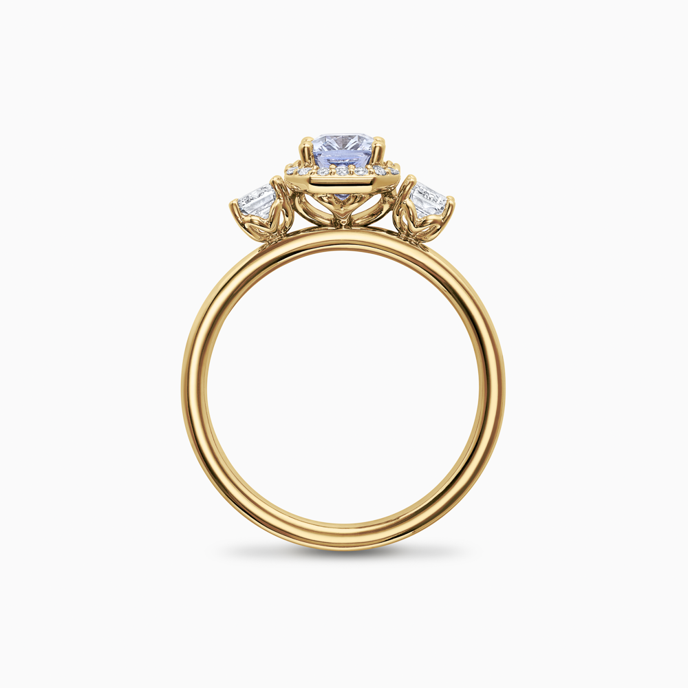 The Ecksand Three-Stone Diamond Engagement Ring with Centre Blue Sapphire shown with  in 