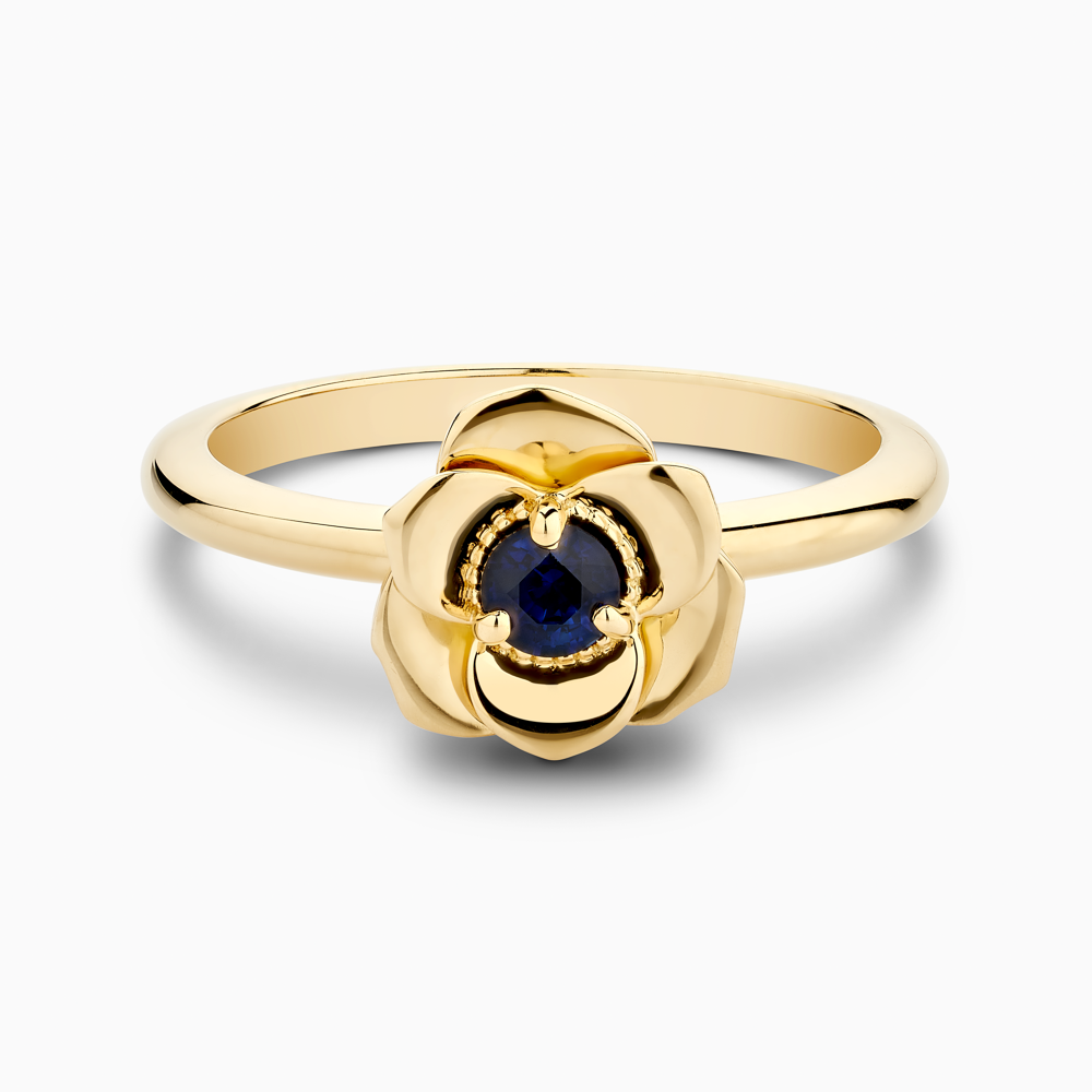 The Ecksand Flower Blue Sapphire Engagement Ring shown with  in 18k Yellow Gold