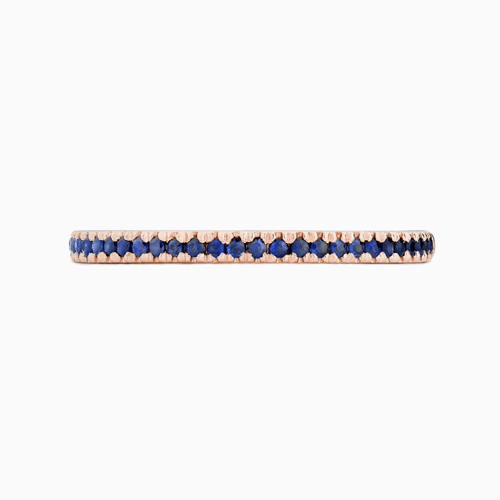 The Ecksand Timeless Blue Sapphire Pavé Eternity Ring shown with Stones: 1 mm (0.50+ ctw) | Band: 1.7 mm in 14k Rose Gold