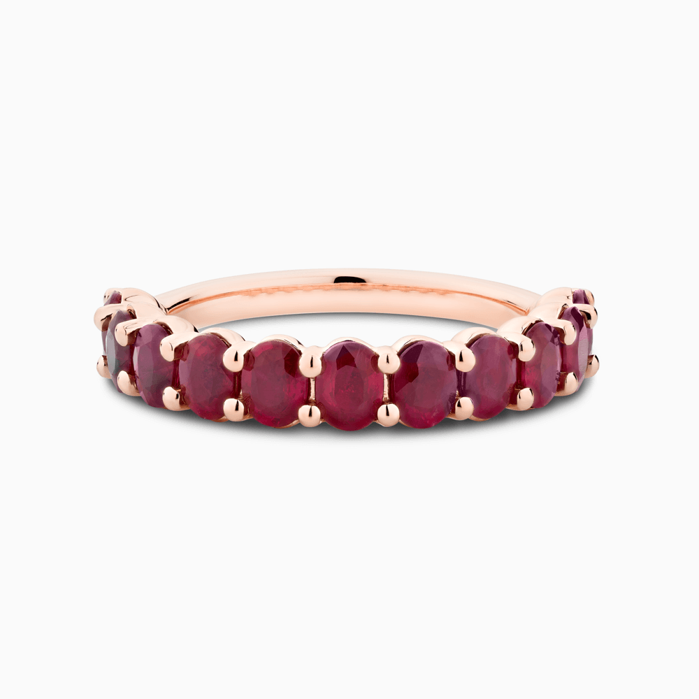 The Ecksand Oval Ruby Semi-Eternity Ring shown with  in 14k Rose Gold