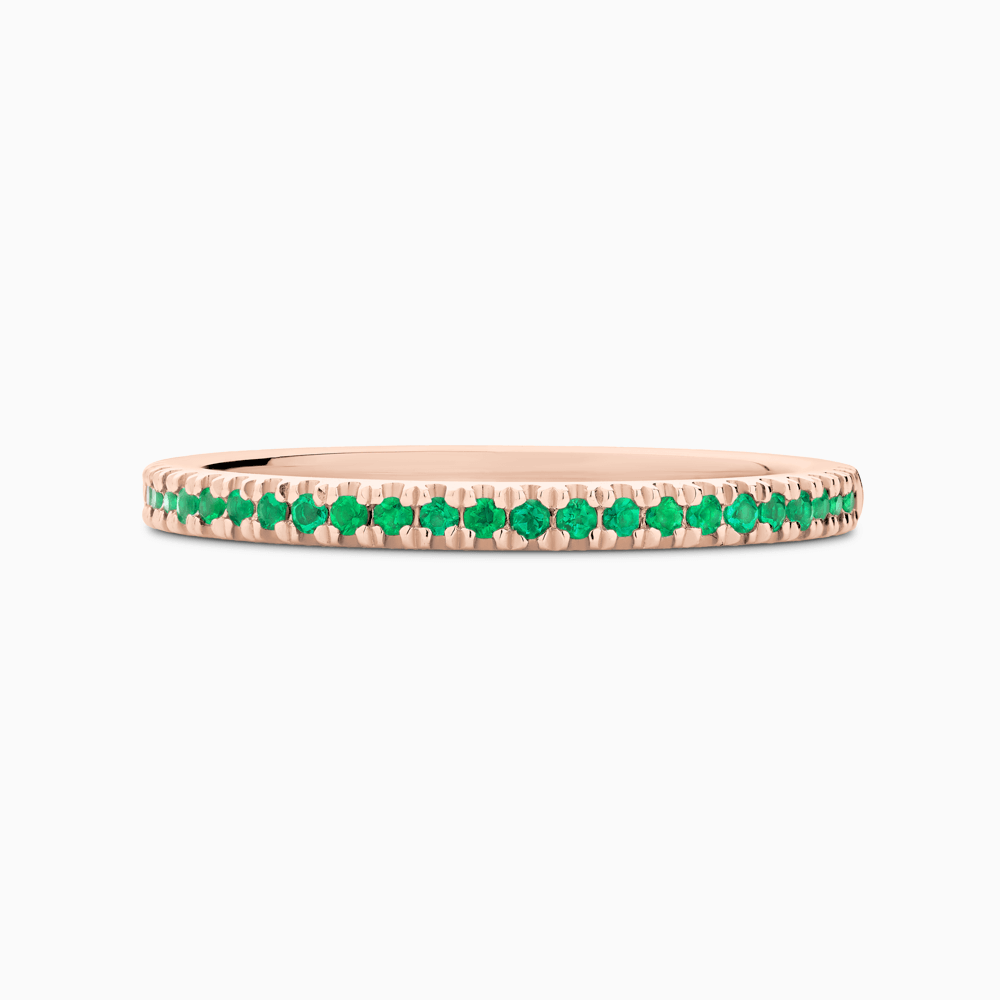 The Ecksand Timeless Emerald Pavé Wedding Ring shown with Stones: 1 mm (0.10+ ctw) | Band: 1.7 mm in 14k Rose Gold