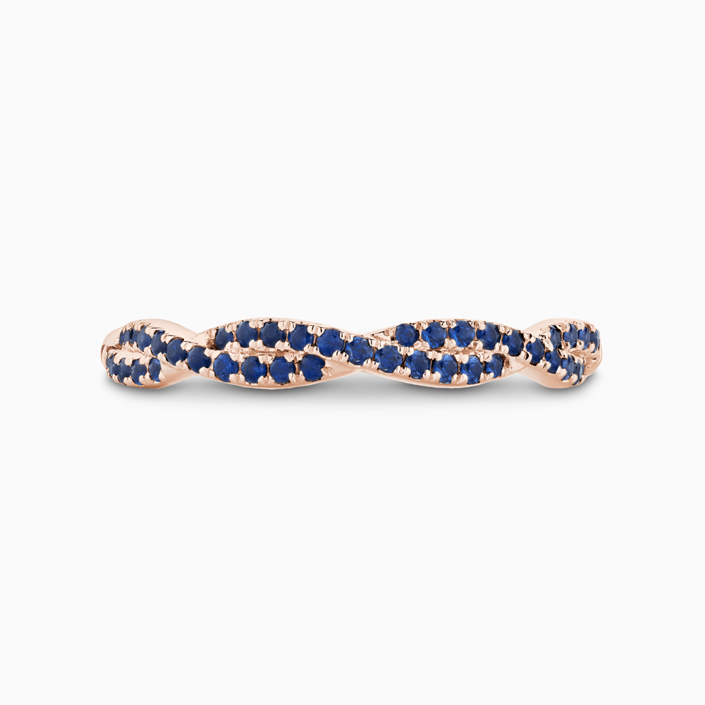 The Ecksand Twisted Eternity Ring with Blue Sapphire Pavé shown with  in 14k Rose Gold