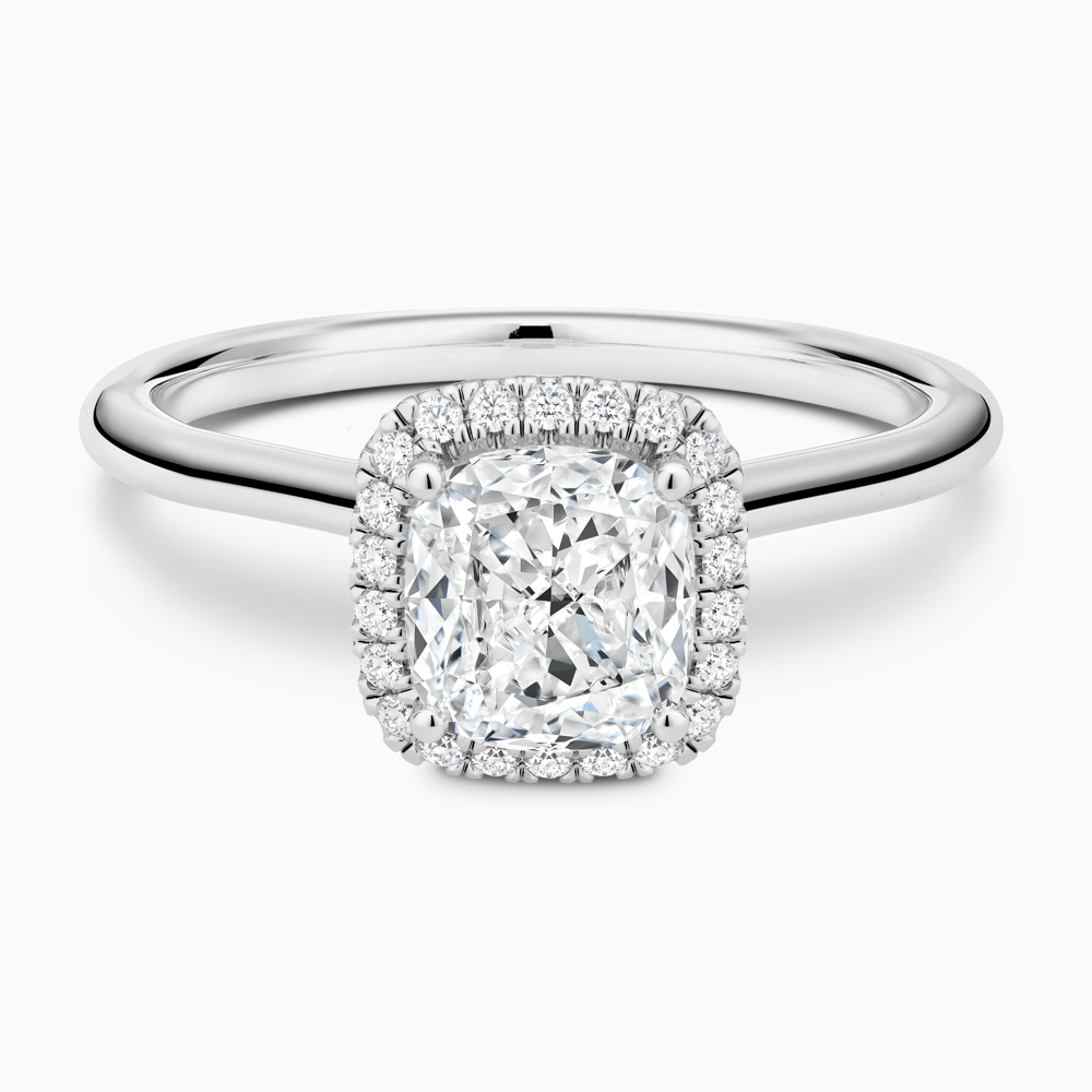 Cathedral-Setting Engagement Ring with Diamond Halo Ecksand