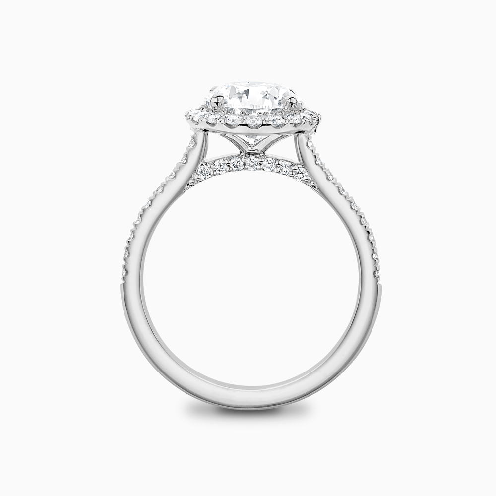 The Ecksand Diamond Engagement Ring with Diamond Halo, Pavé and Bridge shown with  in 