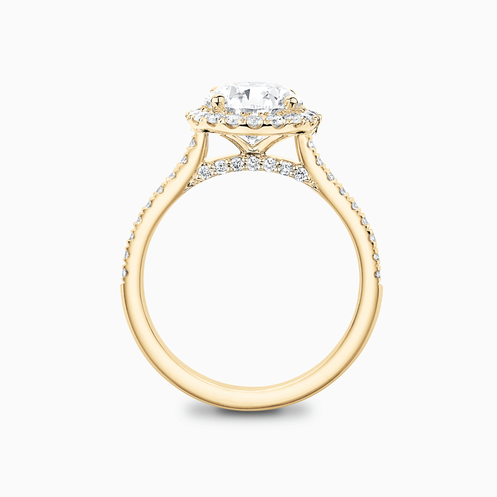 The Ecksand Diamond Engagement Ring with Diamond Halo, Pavé and Bridge shown with  in 