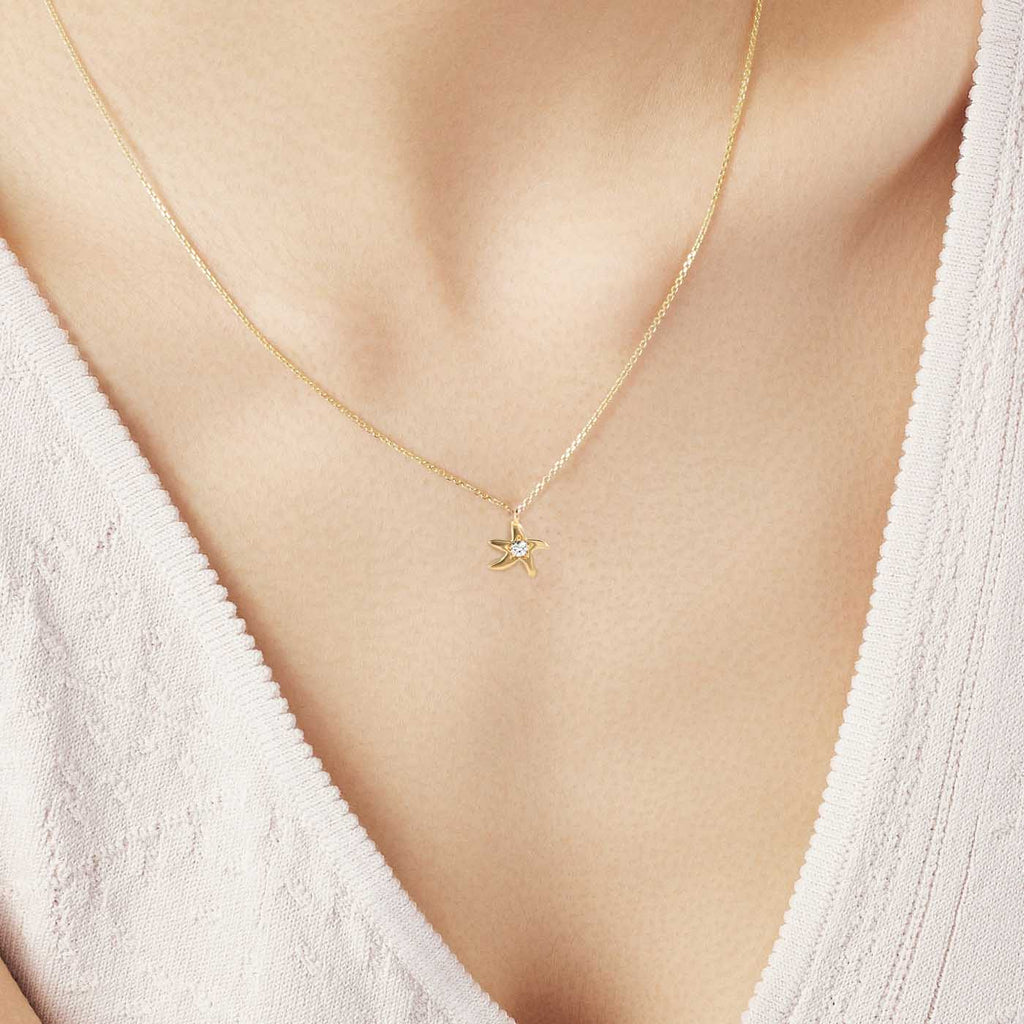 The Ecksand Starfish Diamond Pendant Necklace shown with  in 