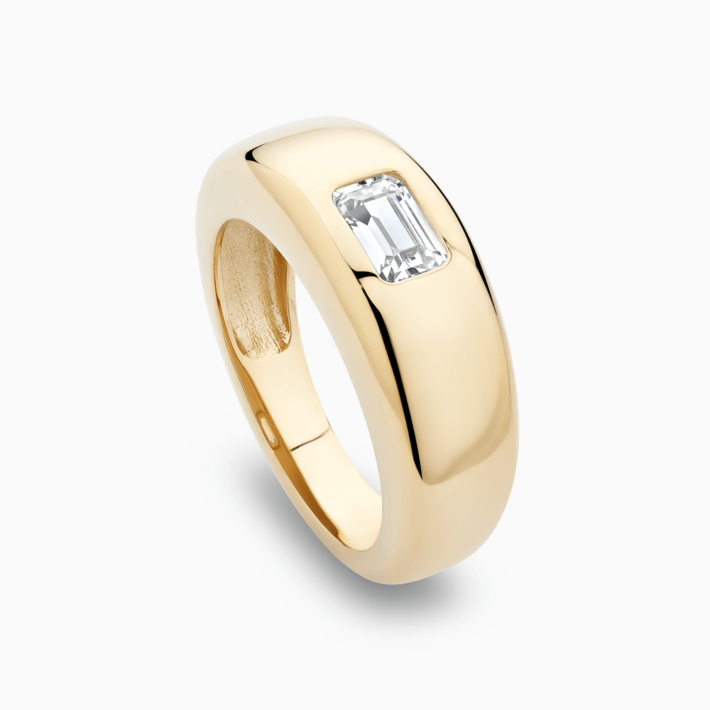 The Ecksand Flush-Setting Emerald Diamond Bombé Ring shown with Lab-grown VS2+/ F+ in 18k Yellow Gold