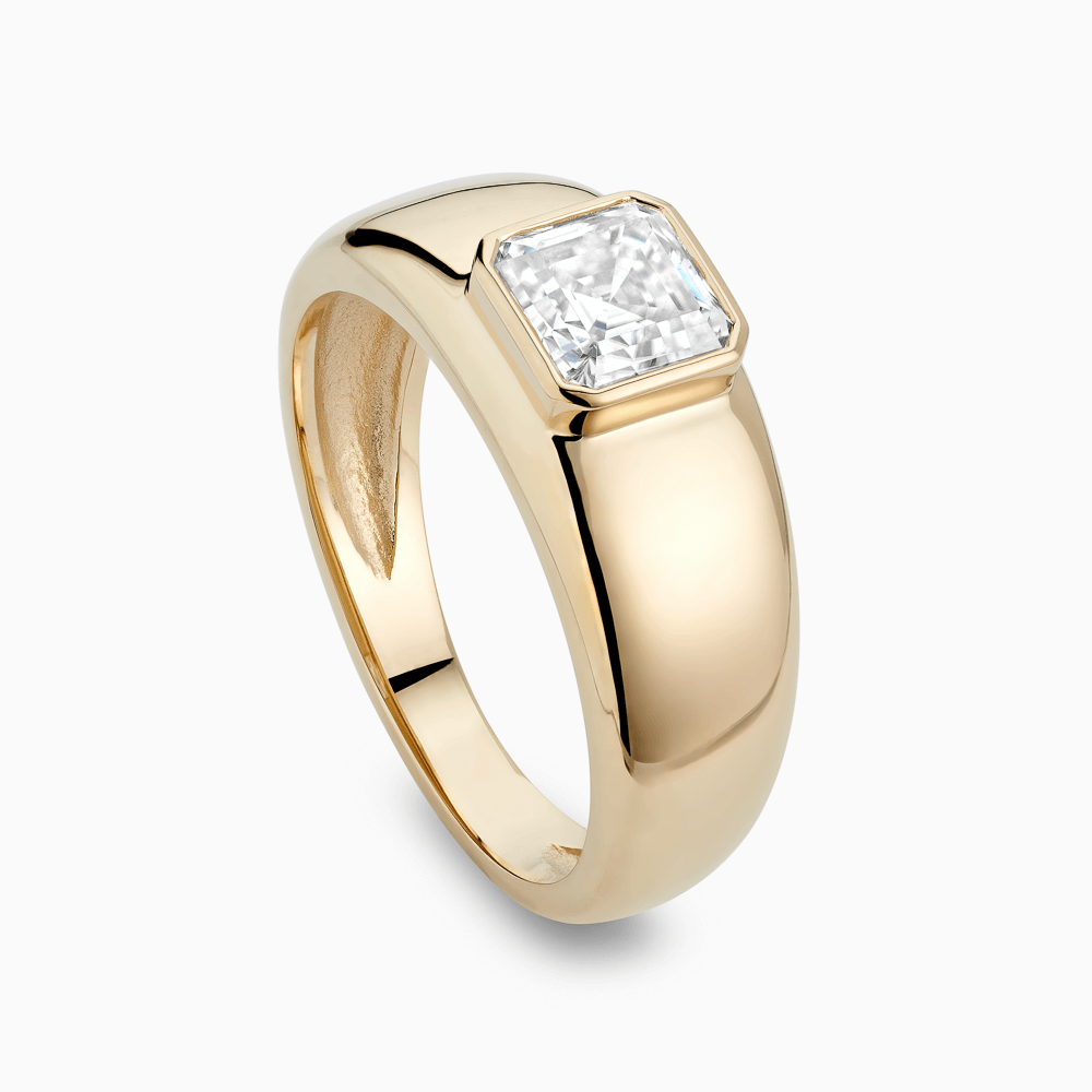 The Ecksand Bezel-Set Diamond Bombé Ring shown with Natural VS2+/ F+ in 18k Yellow Gold