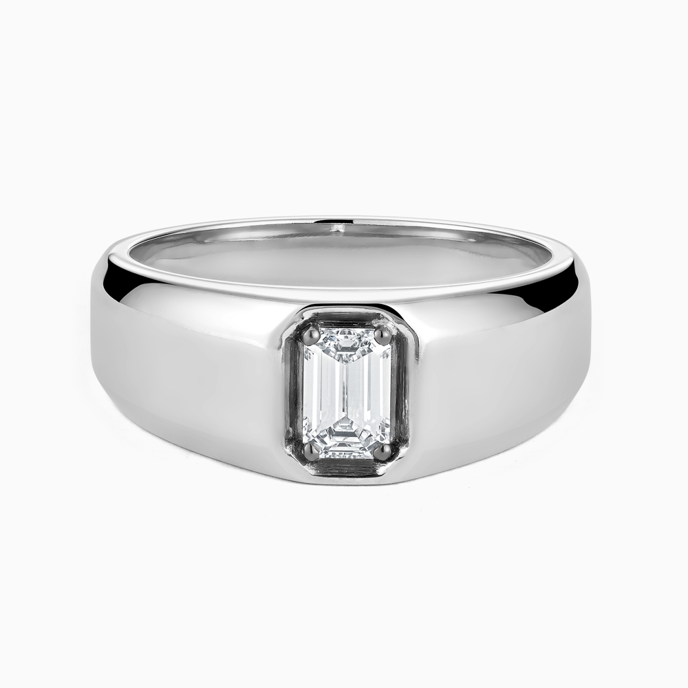 The Ecksand Prong-Setting Diamond Signet Ring shown with Natural VS2+/ F+ in Platinum