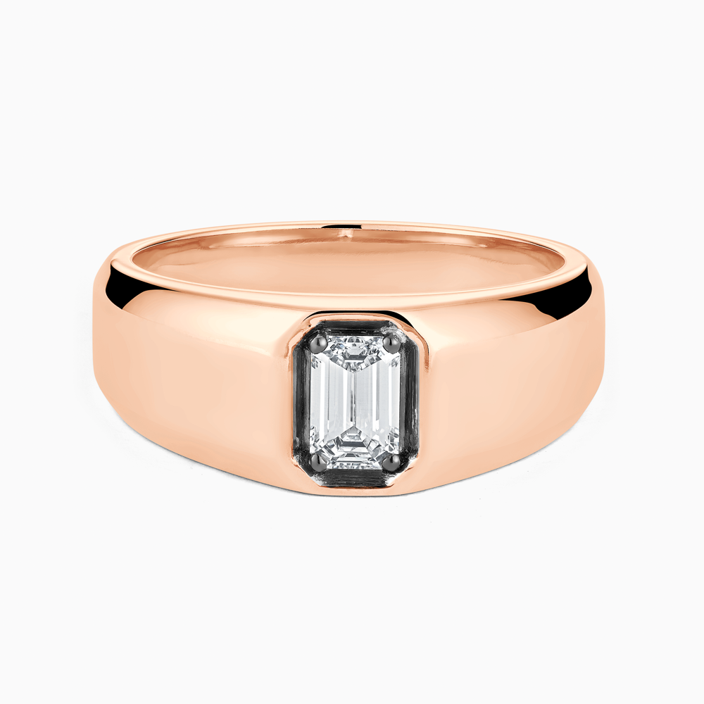 The Ecksand Prong-Setting Diamond Signet Ring shown with Natural VS2+/ F+ in 14k Rose Gold