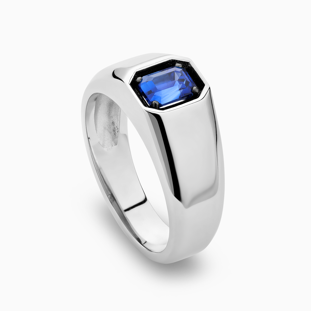 The Ecksand Prong-Setting Blue Sapphire Signet Ring shown with  in Platinum