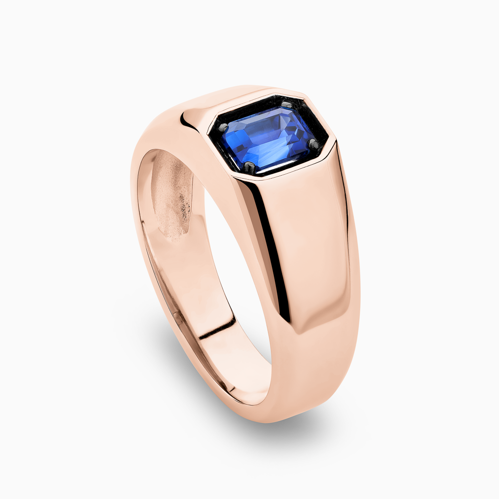 The Ecksand Prong-Setting Blue Sapphire Signet Ring shown with  in 14k Rose Gold
