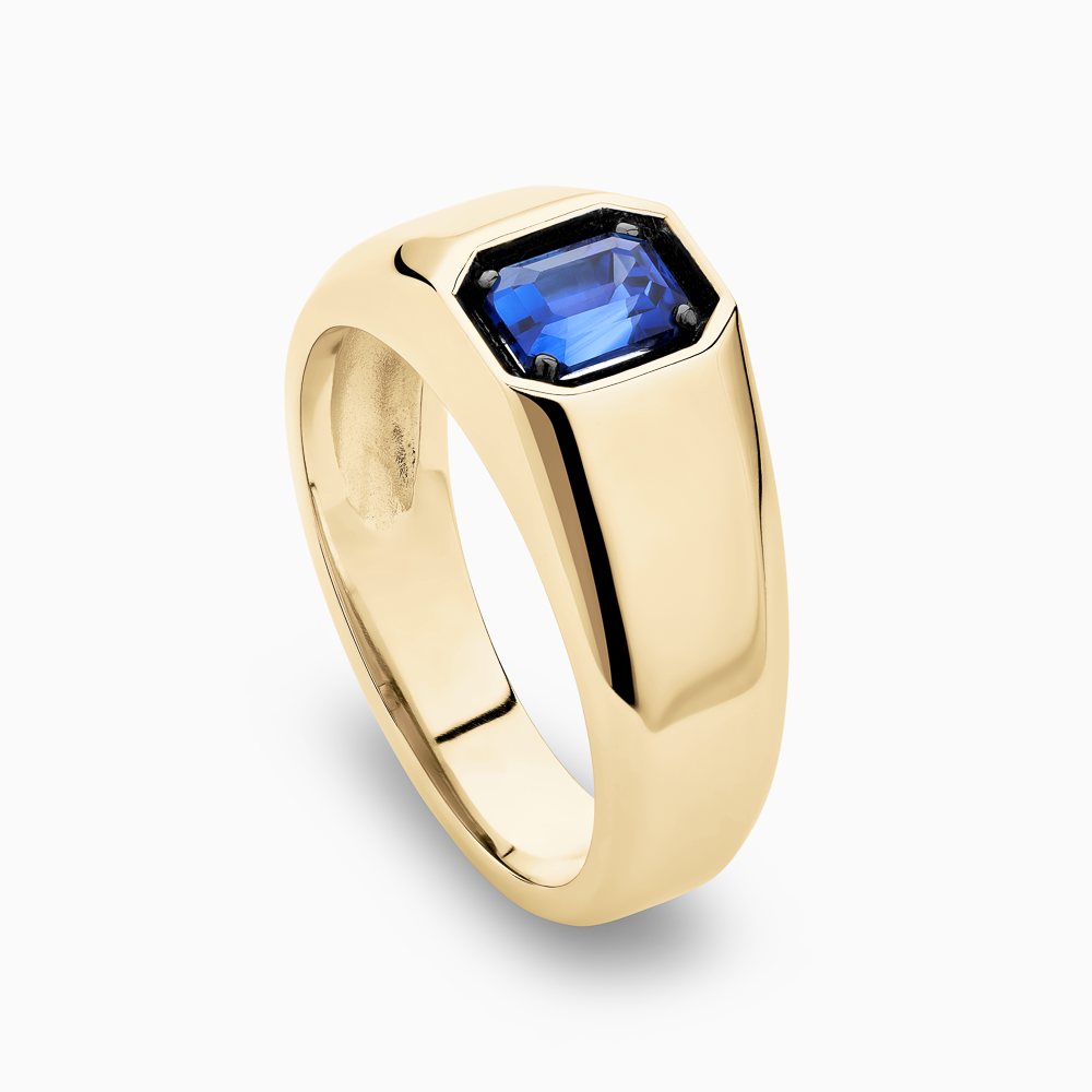The Ecksand Prong-Setting Blue Sapphire Signet Ring shown with  in 18k Yellow Gold