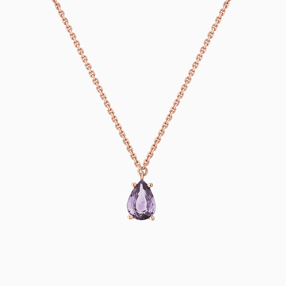 The Ecksand Pear-cut Purple Sapphire Necklace shown with  in 14k Rose Gold
