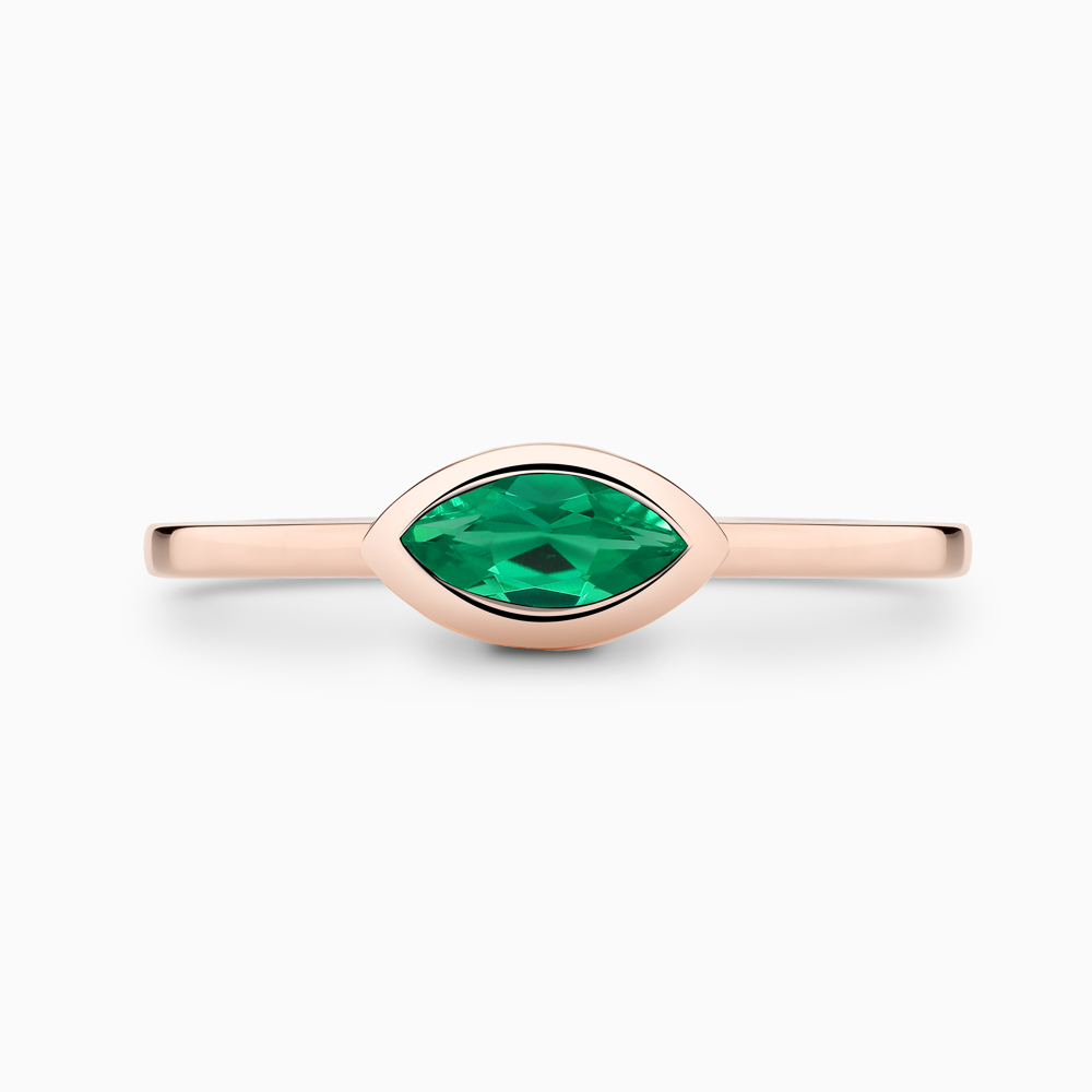 The Ecksand Marquise-Cut Emerald Stackable Ring shown with  in 14k Rose Gold
