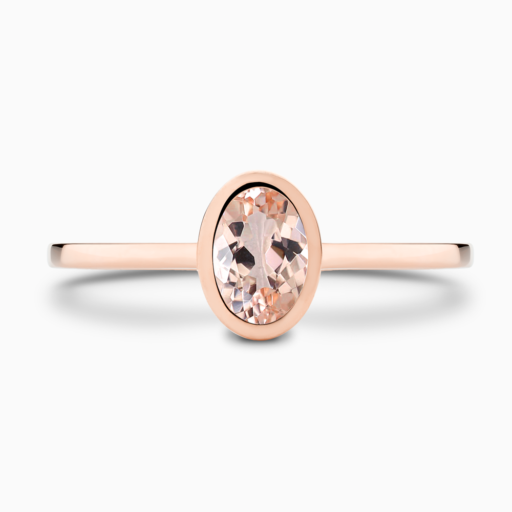 The Ecksand Oval-Cut Morganite Stackable Ring shown with  in 14k Rose Gold