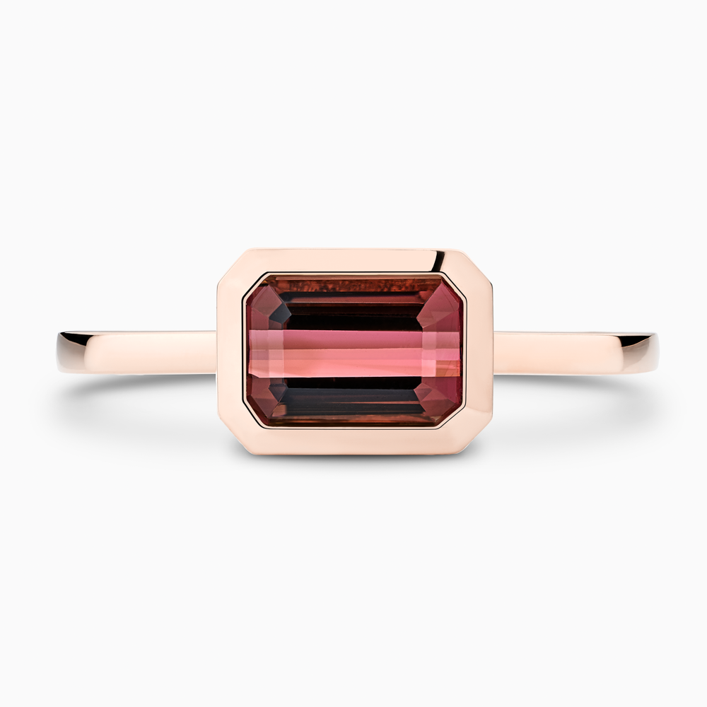 The Ecksand Emerald-Cut Tourmaline Stackable Ring shown with  in 14k Rose Gold
