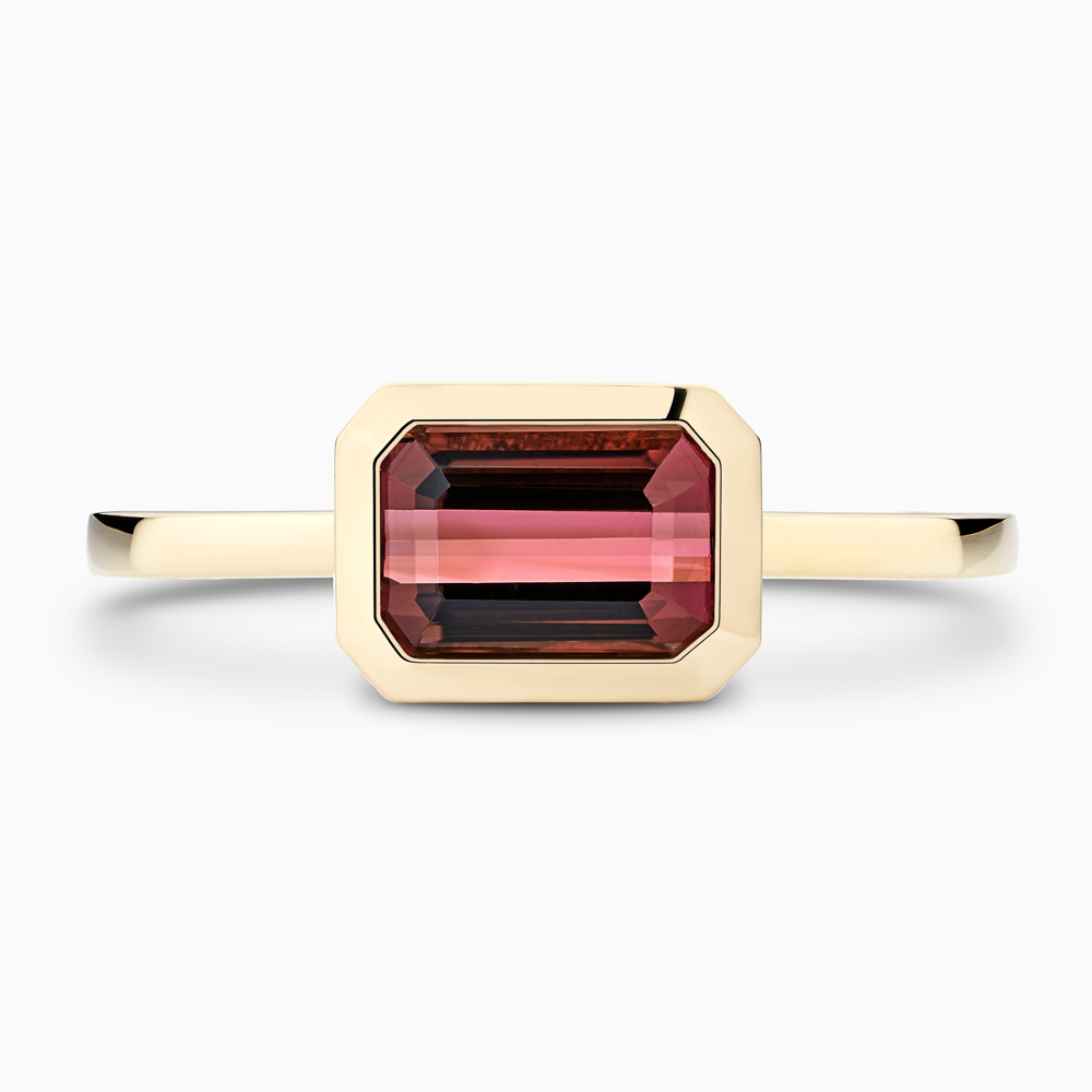 The Ecksand Emerald-Cut Tourmaline Stackable Ring shown with  in 14k Yellow Gold