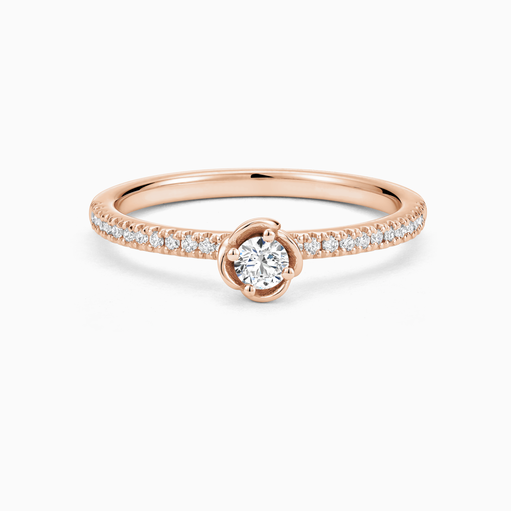 The Ecksand Rosebud Diamond Engagement Ring shown with Natural VS2+/ F+ in 14k Rose Gold