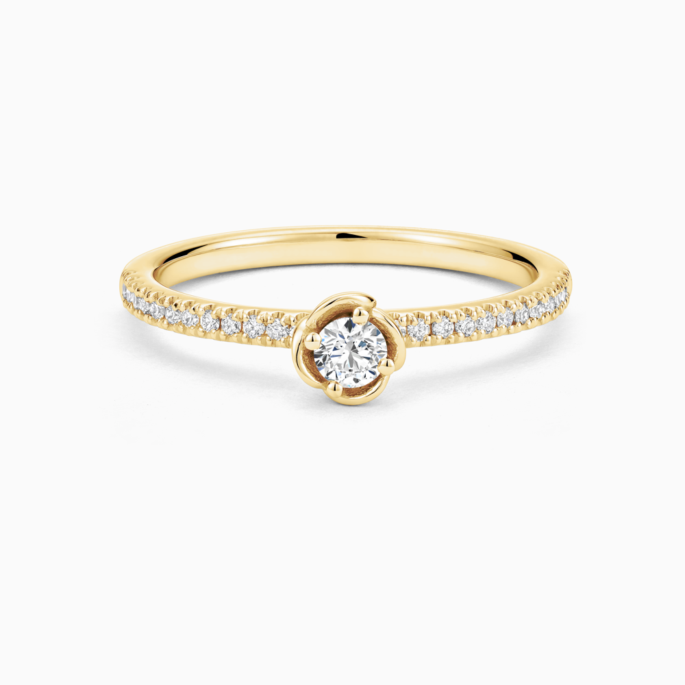 The Ecksand Rosebud Diamond Engagement Ring shown with Natural VS2+/ F+ in 18k Yellow Gold