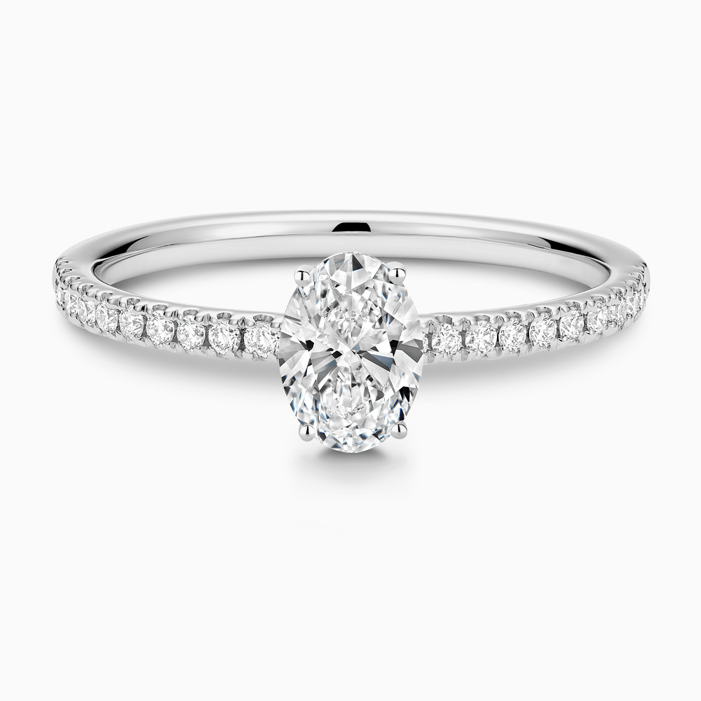 The Ecksand Diamond Semi-Eternity Engagement Ring shown with Oval in 18k White Gold