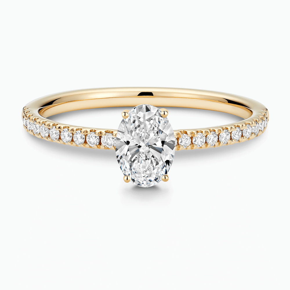 The Ecksand Diamond Semi-Eternity Engagement Ring shown with Oval in 18k Yellow Gold