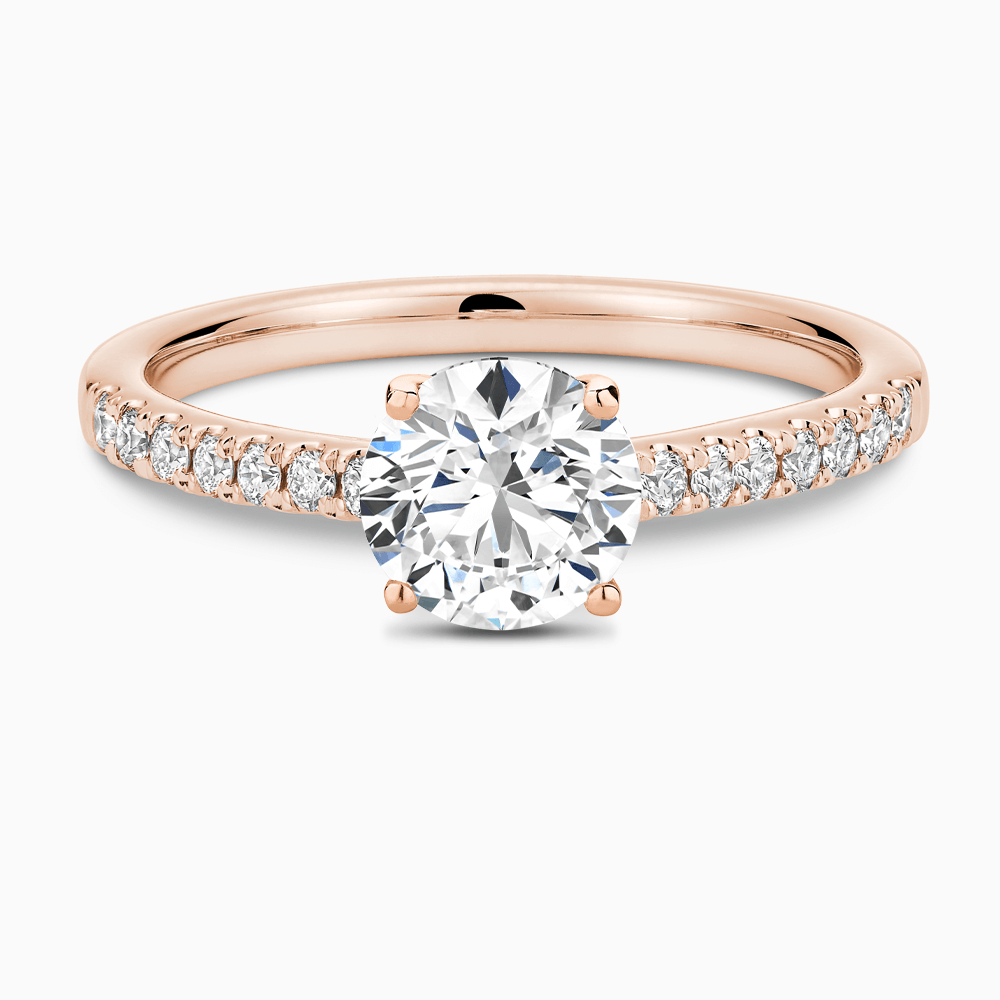 The Ecksand Diamond Engagement Ring with Cathedral Setting shown with Round in 14k Rose Gold
