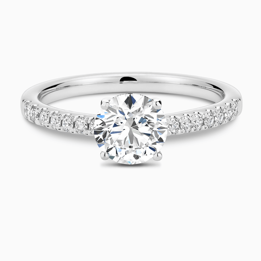 The Ecksand Diamond Engagement Ring with Cathedral Setting shown with Round in 18k White Gold